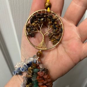 Healing Crystal Decor Tree of Life Car Hanging, Tiger Eye